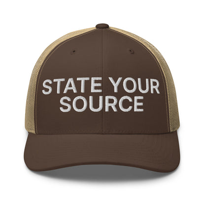 State Your Source Retro Trucker Hat Brown Khaki