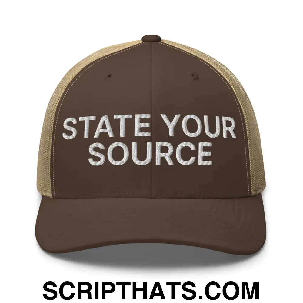 State Your Source Retro Trucker Hat Brown Khaki