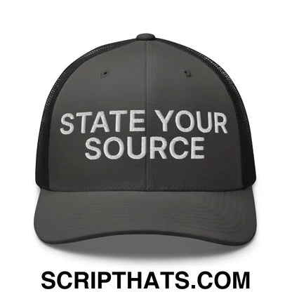 State Your Source Retro Trucker Hat Charcoal Black