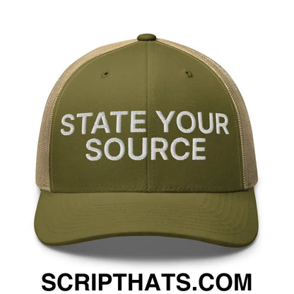 State Your Source Retro Trucker Hat Moss Khaki