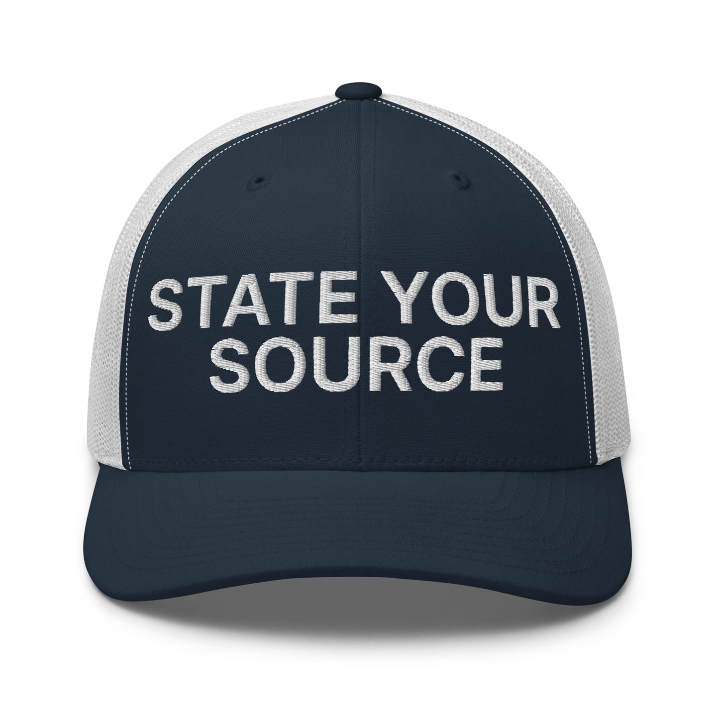 State Your Source Retro Trucker Hat Navy White