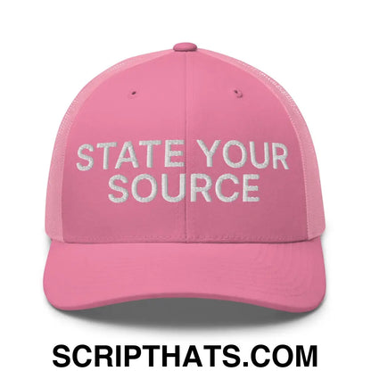 State Your Source Retro Trucker Hat Pink