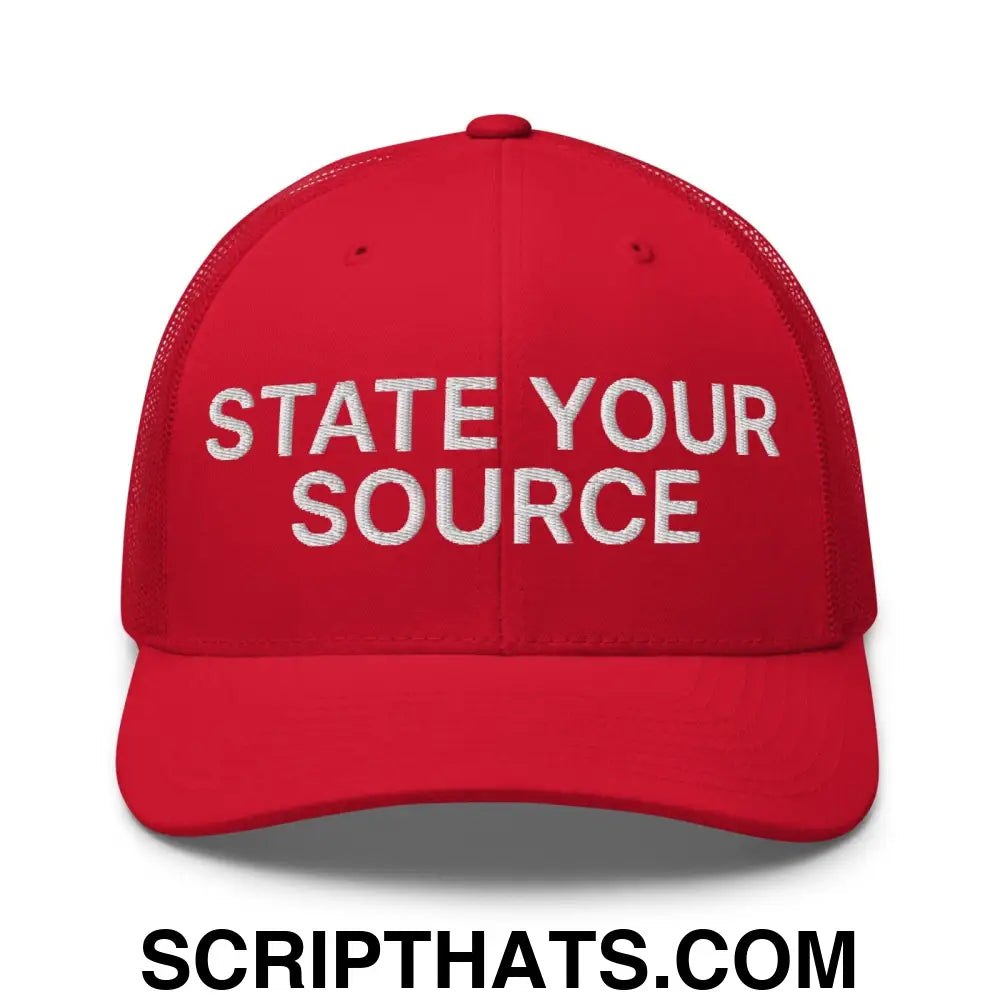 State Your Source Retro Trucker Hat Red