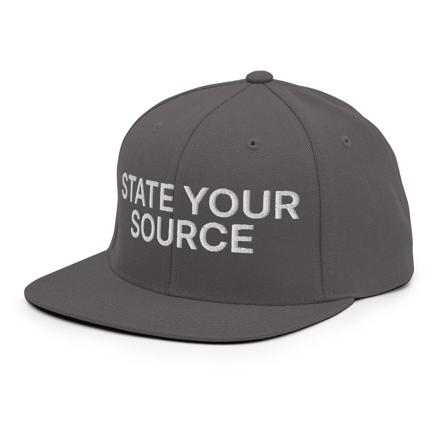 State Your Source Snapback Hat Dark Grey