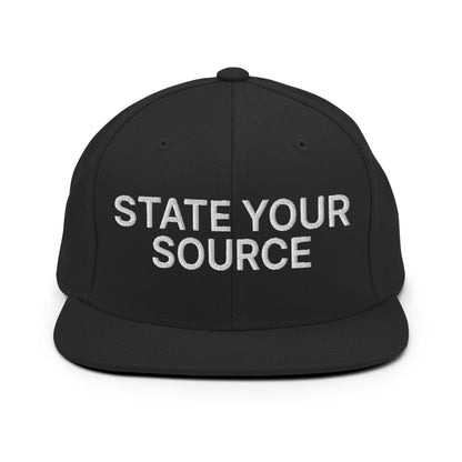 State Your Source Snapback Hat Black