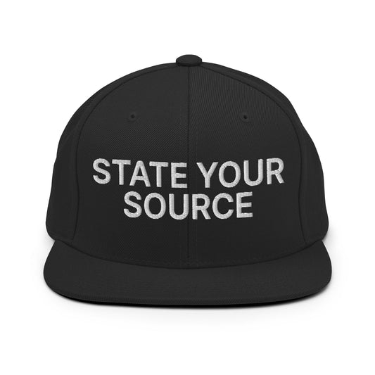 State Your Source Snapback Hat Black