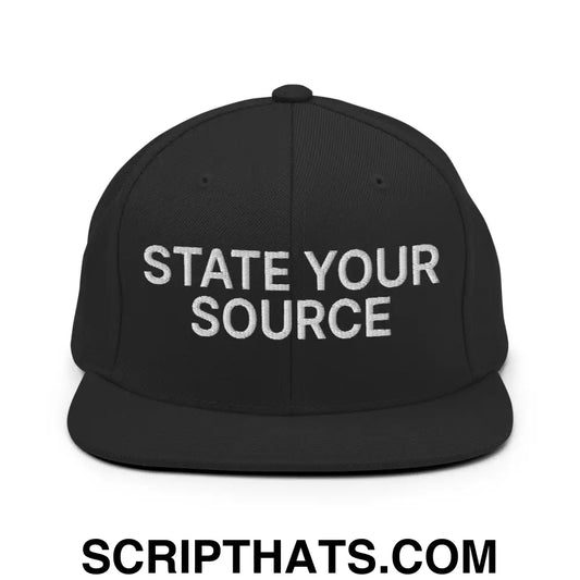 State Your Source Snapback Hat Black