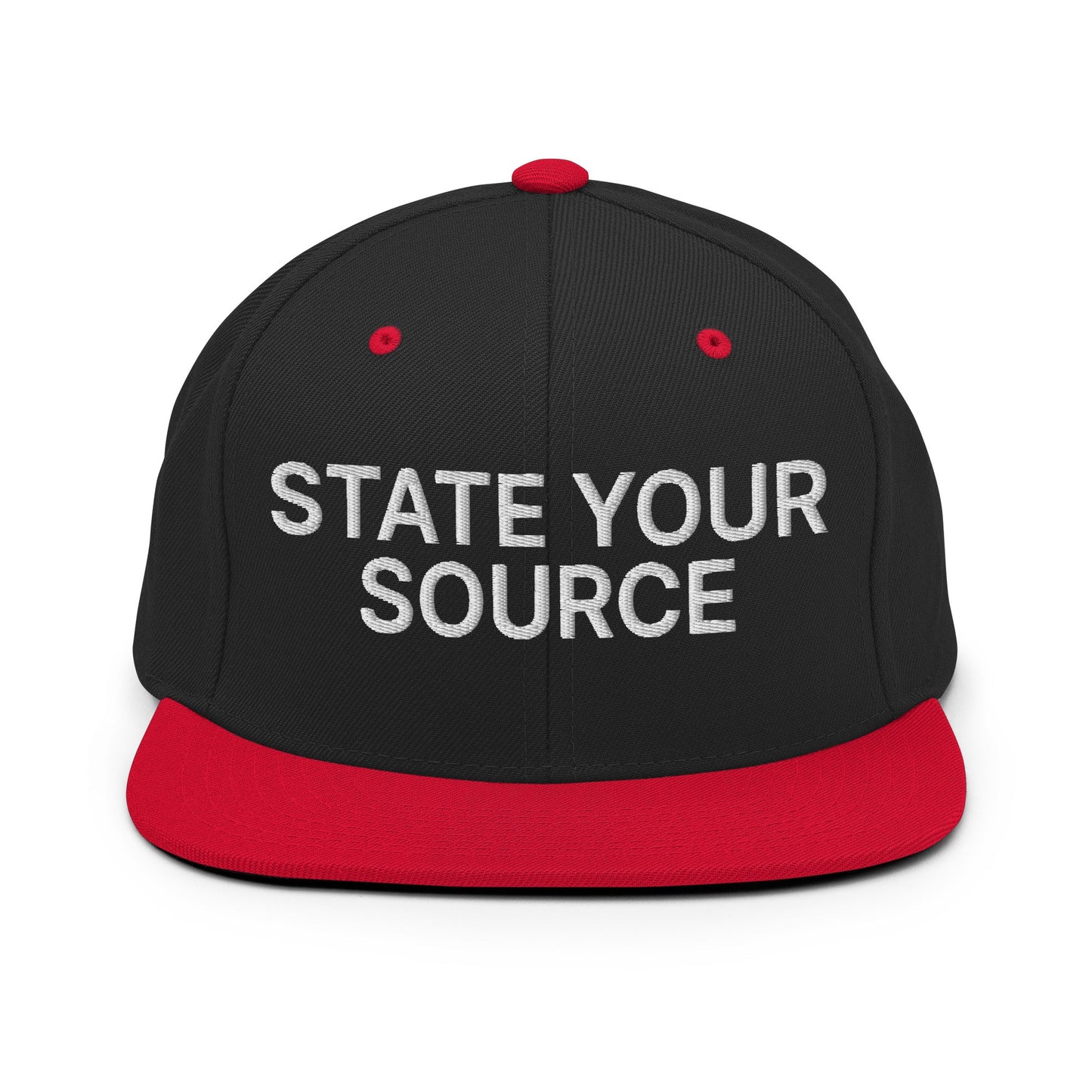 State Your Source Snapback Hat Black Red