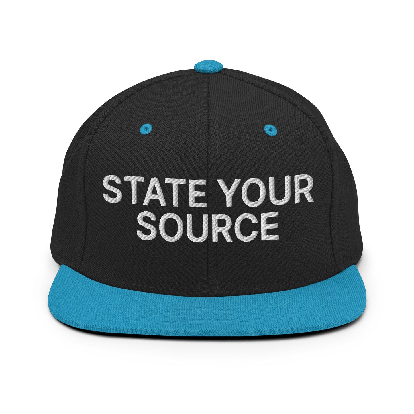 State Your Source Snapback Hat Black Teal