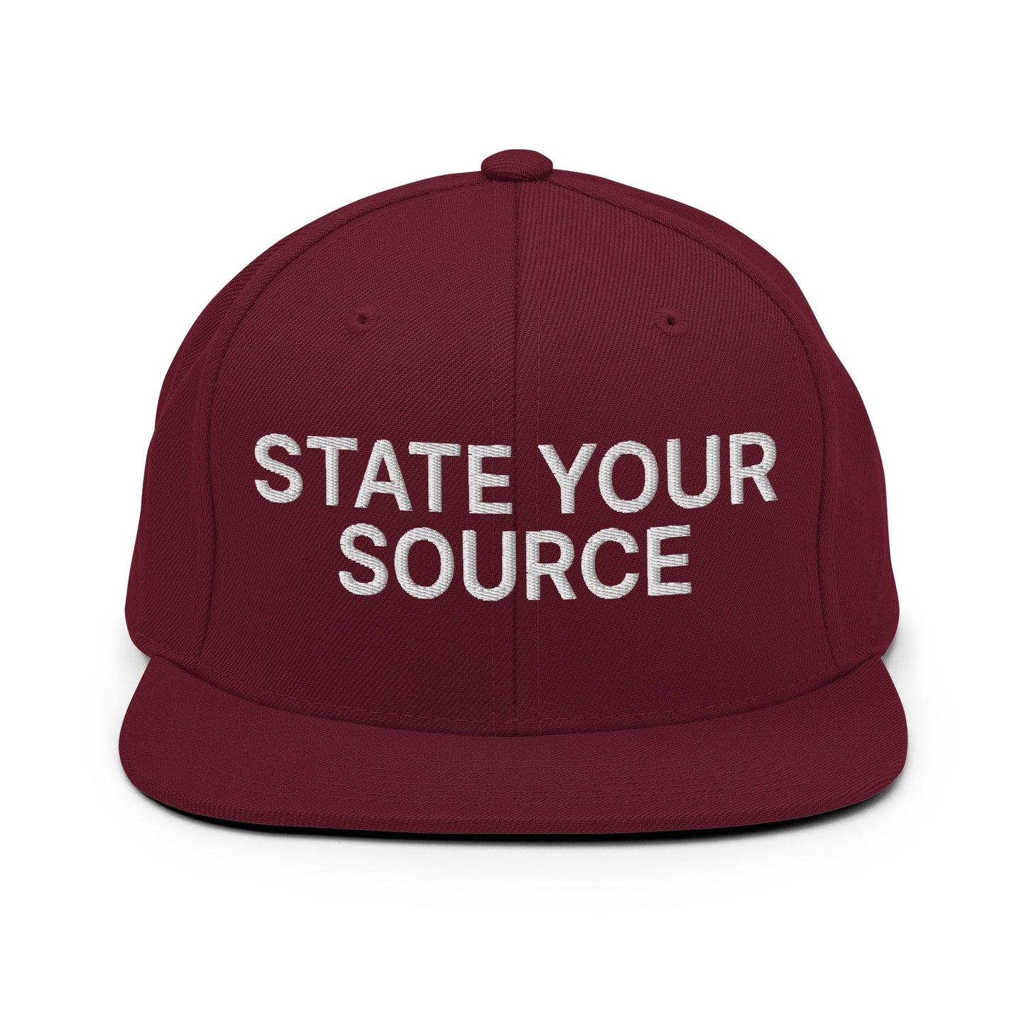 State Your Source Snapback Hat Maroon