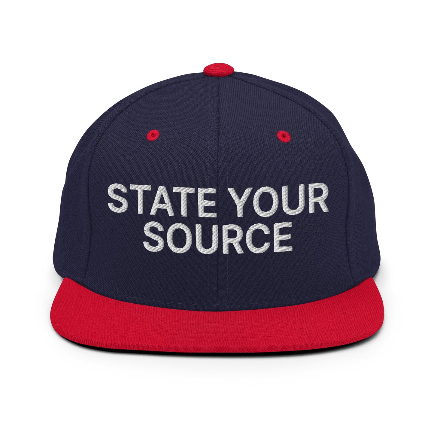 State Your Source Snapback Hat Navy Red