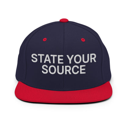 State Your Source Snapback Hat Navy Red