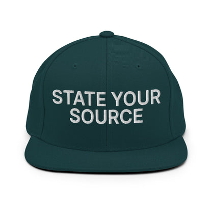 State Your Source Snapback Hat Spruce