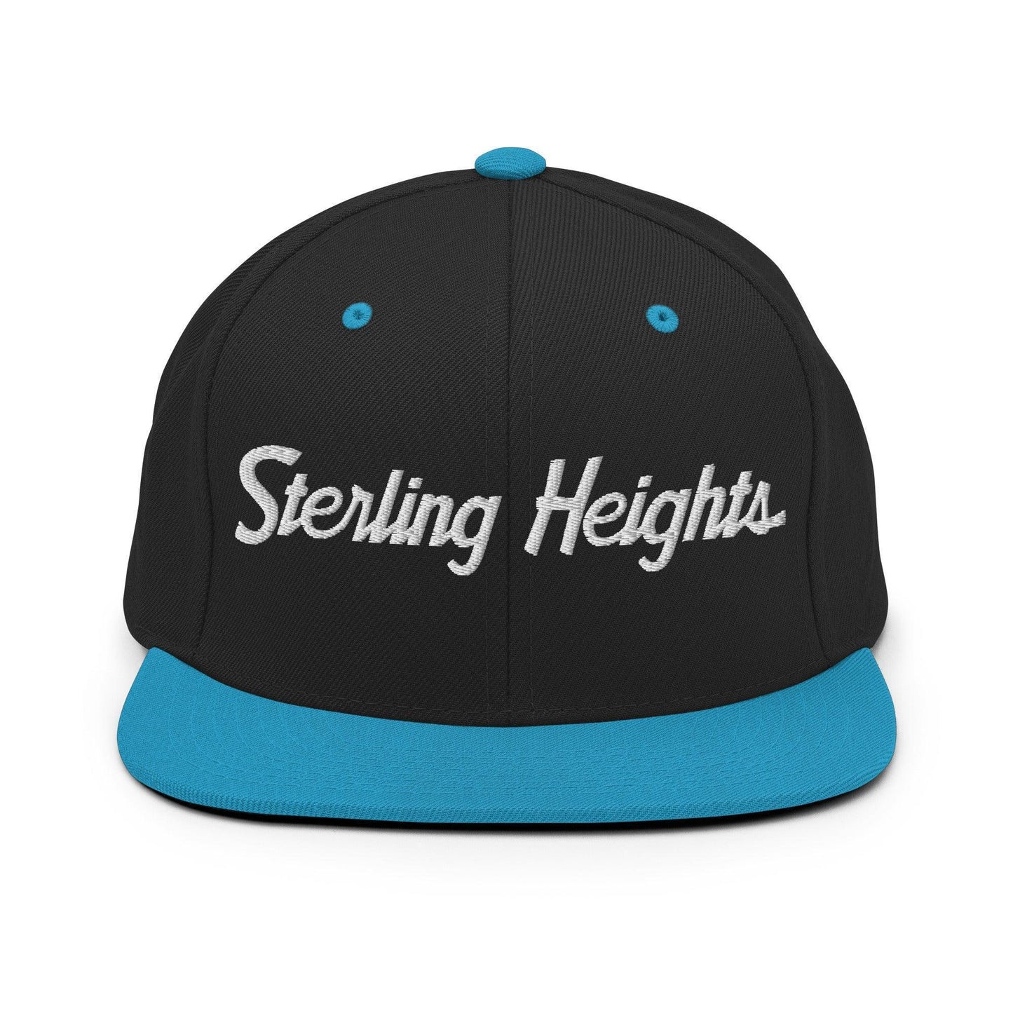 Sterling Heights Script Snapback Hat Black Teal