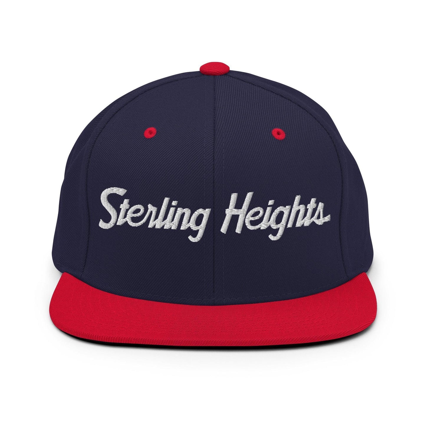 Sterling Heights Script Snapback Hat Navy Red