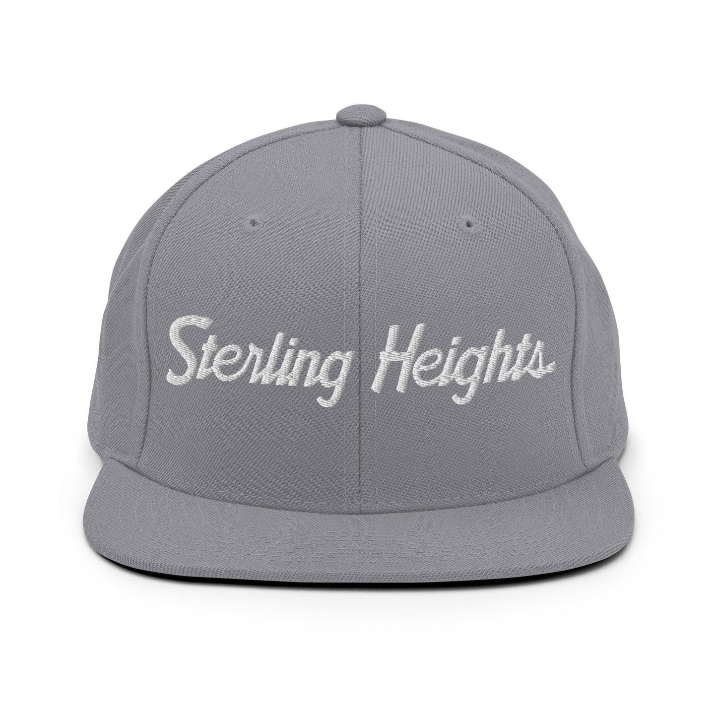 Sterling Heights Script Snapback Hat Silver