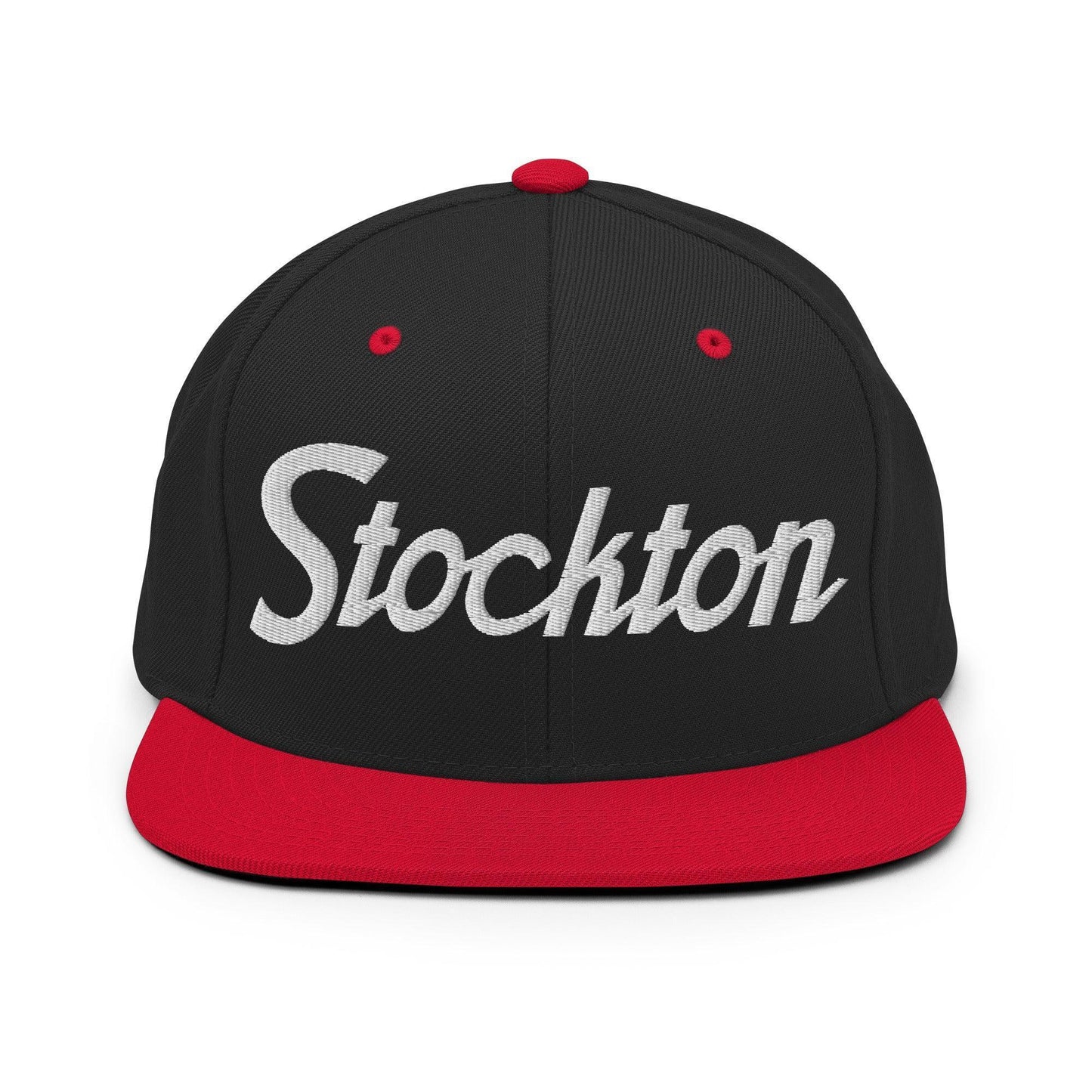 Stockton Script Snapback Hat Black Red