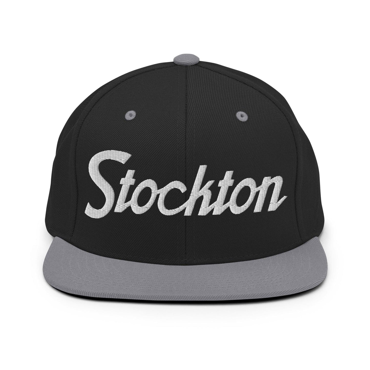 Stockton Script Snapback Hat Black Silver