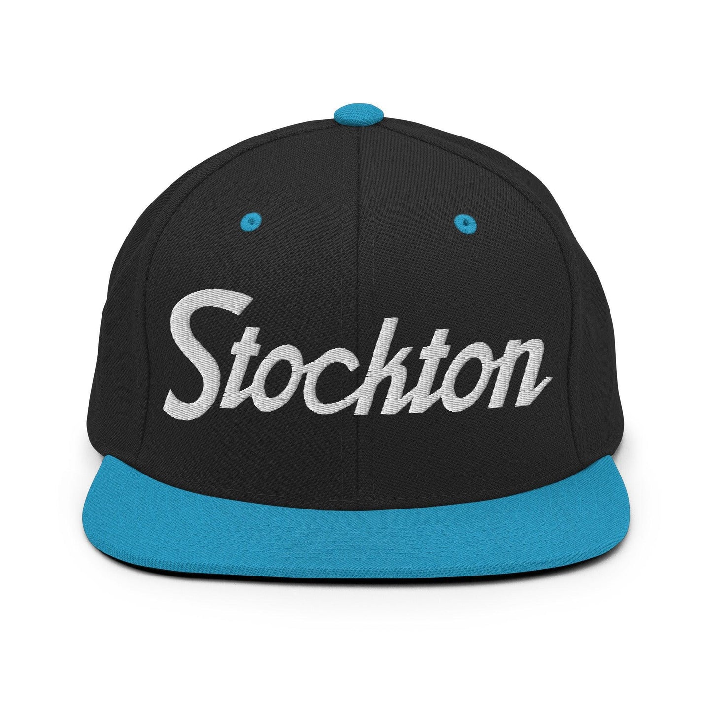Stockton Script Snapback Hat Black Teal