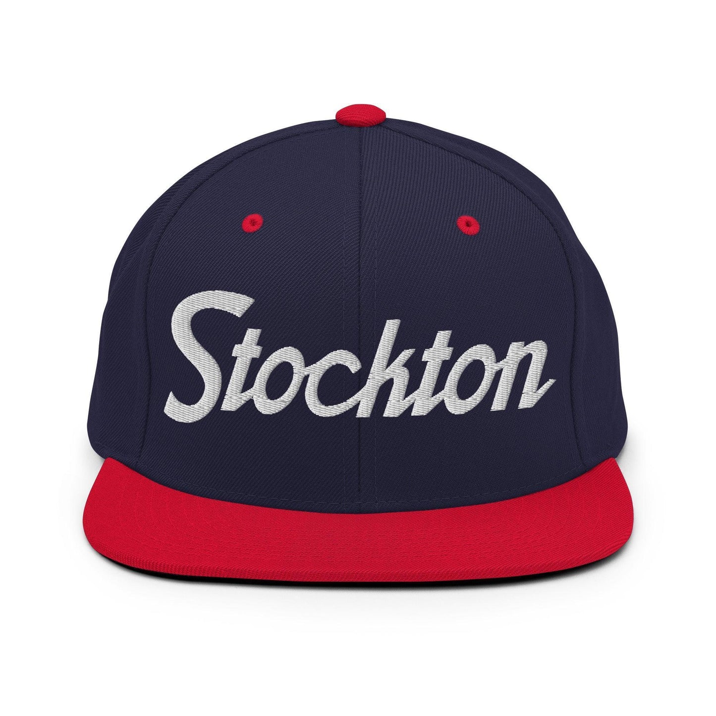 Stockton Script Snapback Hat Navy Red