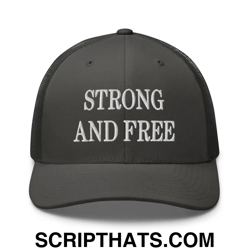 Strong and Free Embroidered Mesh Trucker Hat Charcoal