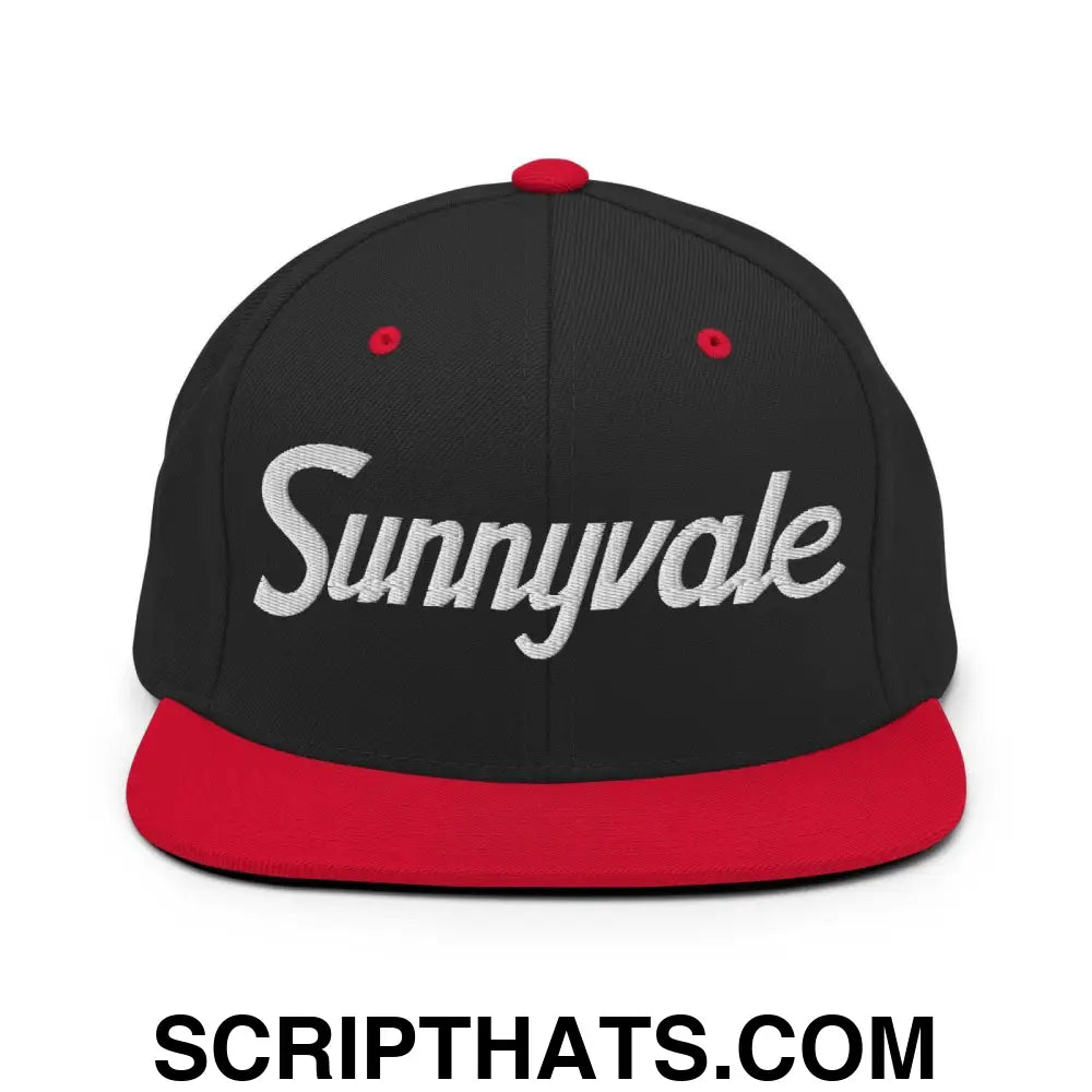 Sunnyvale Script Snapback Hat Black Red