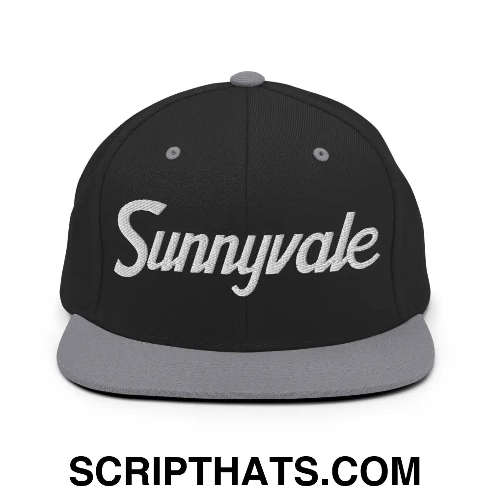 Sunnyvale Script Snapback Hat Black Silver