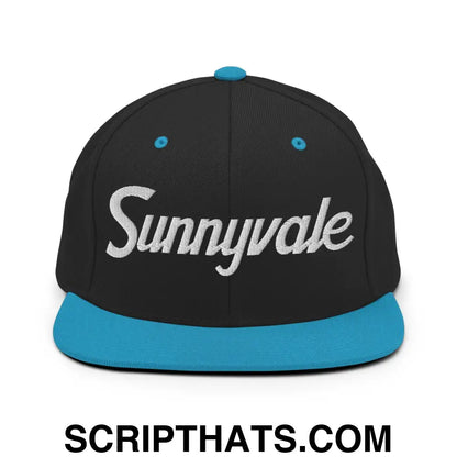 Sunnyvale Script Snapback Hat Black Teal