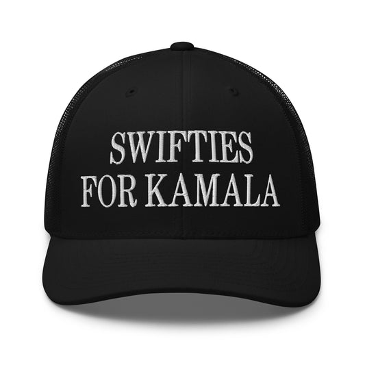 Swifties for Kamala Harris MAGA Parody Retro Trucker Hat Black