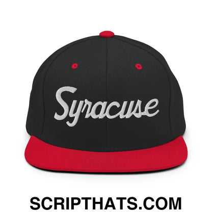 Syracuse Script Snapback Hat Black Red