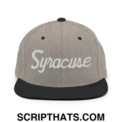 Syracuse Script Snapback Hat Heather Black