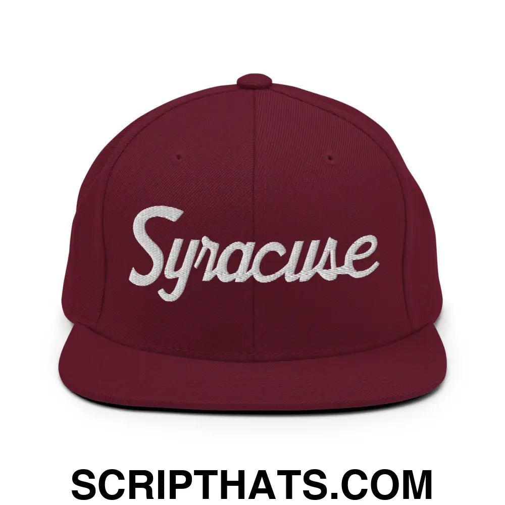 Syracuse Script Snapback Hat Maroon