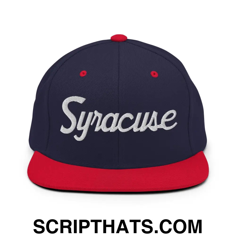 Syracuse Script Snapback Hat Navy Red