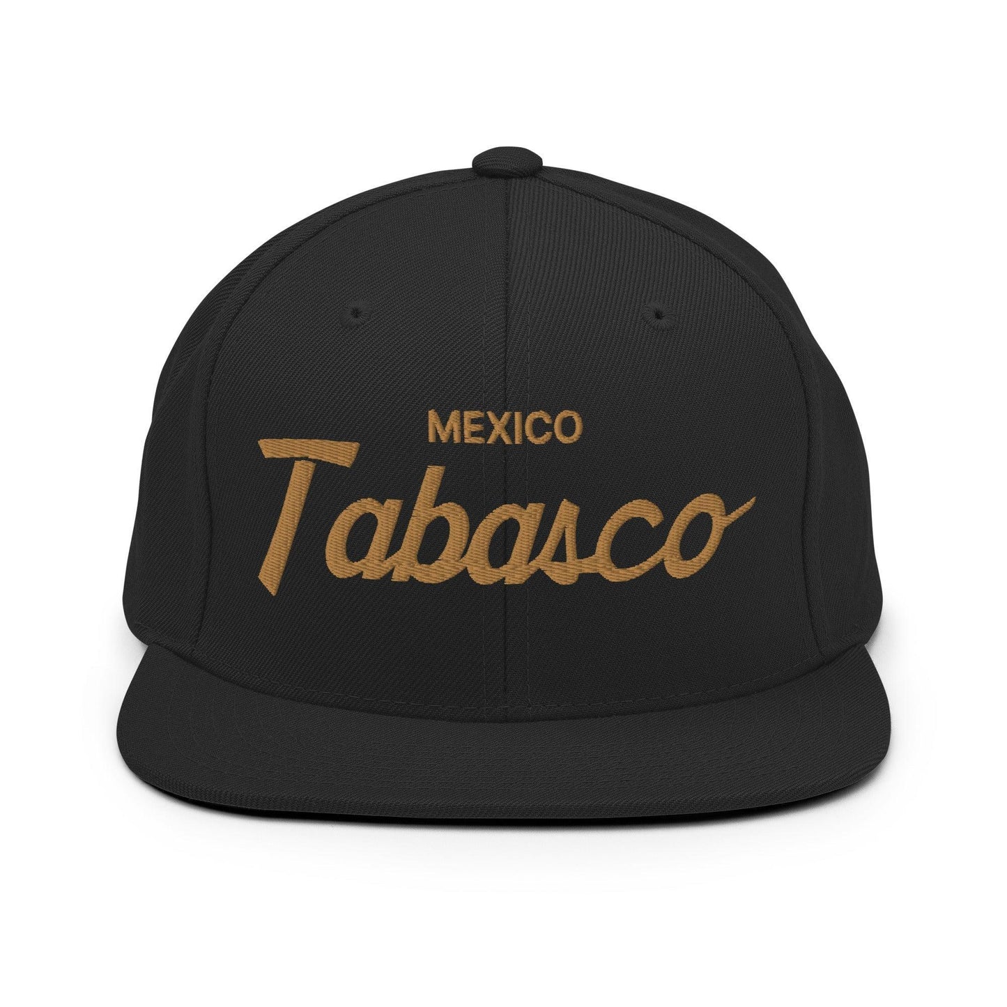 Tabasco Mexico Gold Vintage Sports Script Snapback Hat Black