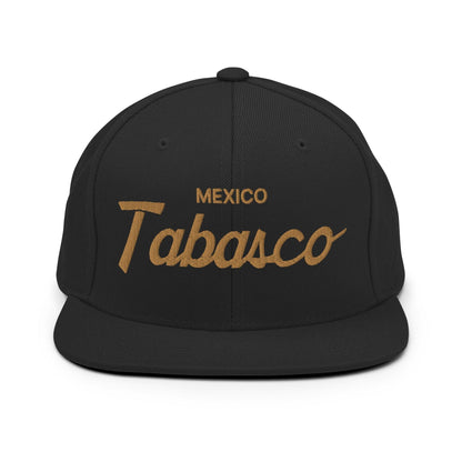 Tabasco Mexico Gold Vintage Sports Script Snapback Hat Black