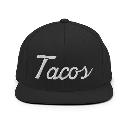 Tacos II Vintage Sports Script Snapback Hat Black