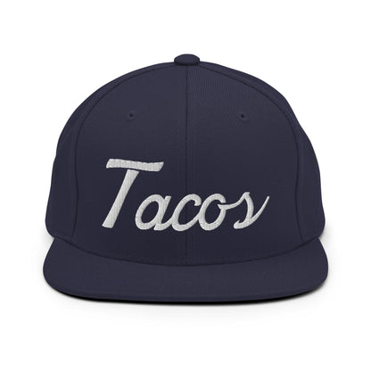 Tacos II Vintage Sports Script Snapback Hat Navy