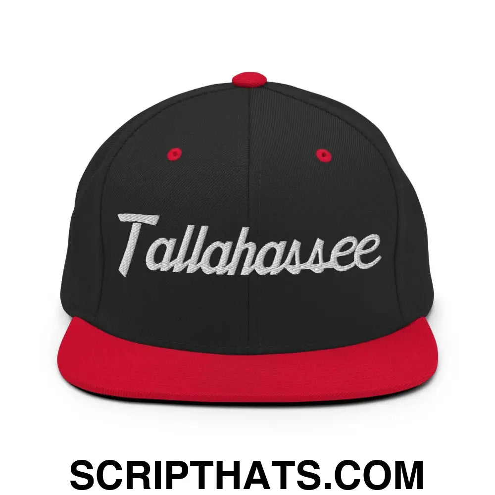 Tallahassee Script Snapback Hat Black Red