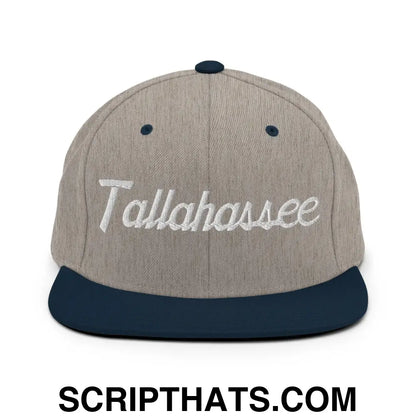 Tallahassee Script Snapback Hat Heather Grey Navy