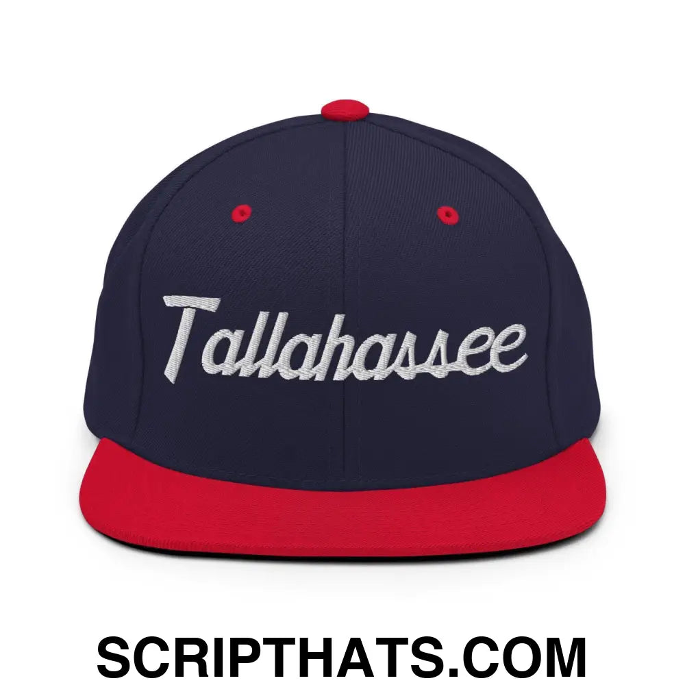 Tallahassee Script Snapback Hat Navy Red