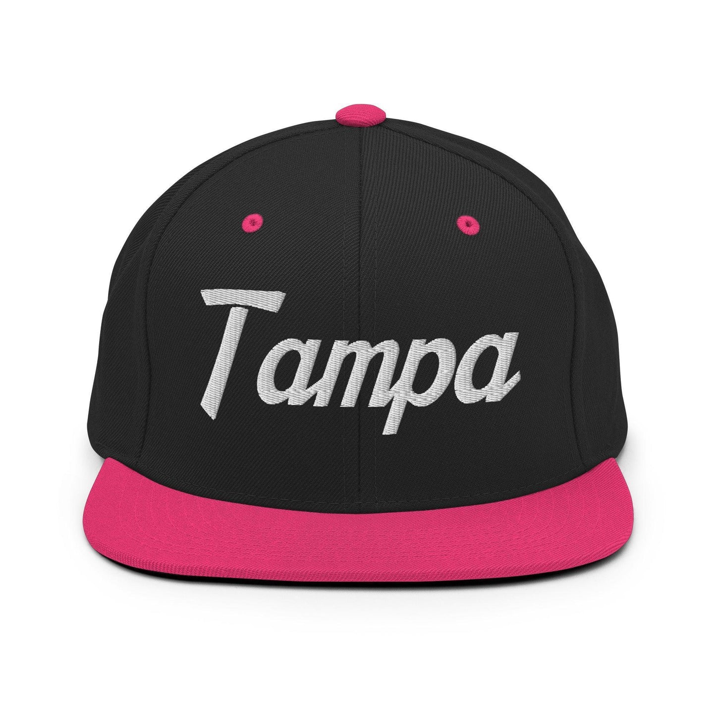 Tampa Script Snapback Hat Black Neon Pink