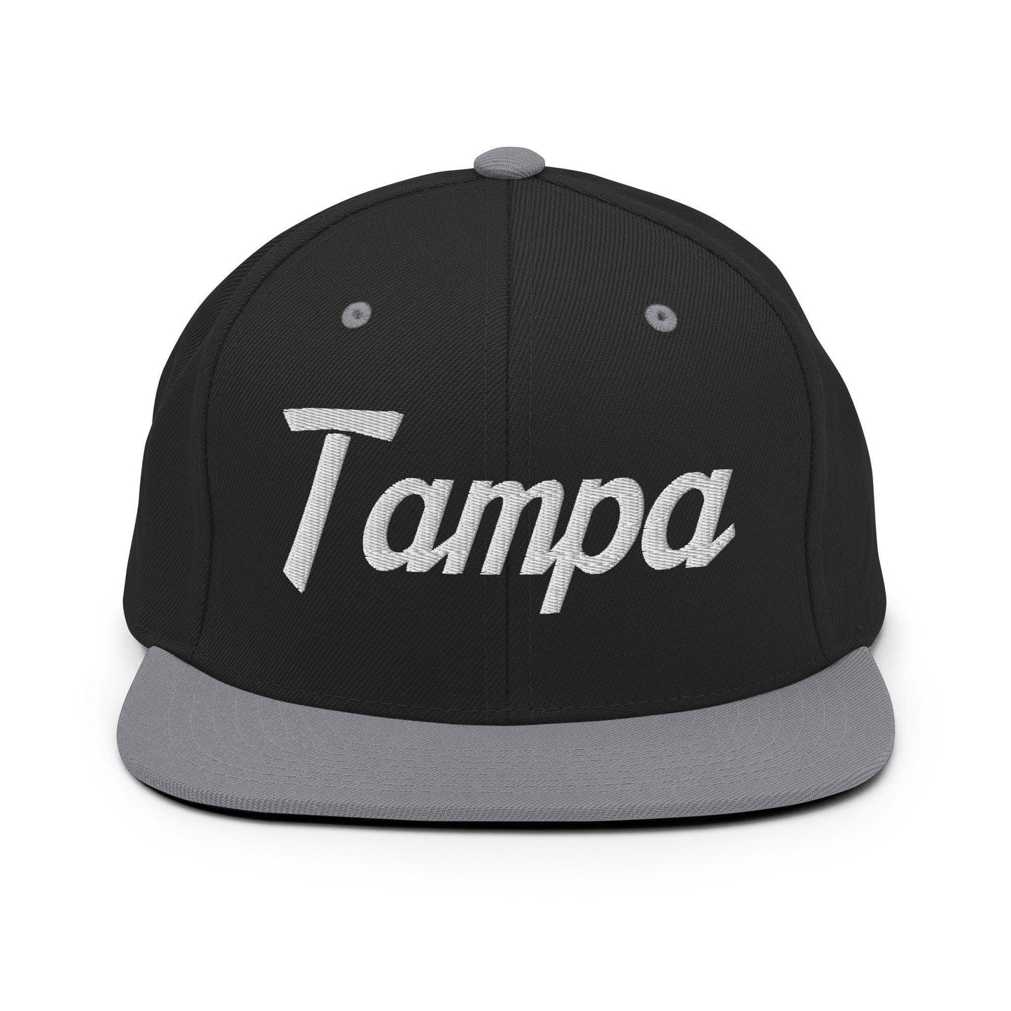 Tampa Script Snapback Hat Black Silver