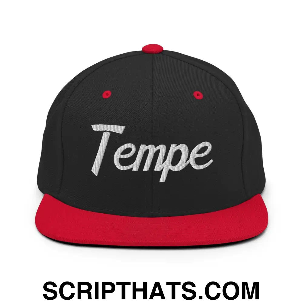 Tempe Script Snapback Hat Black Red