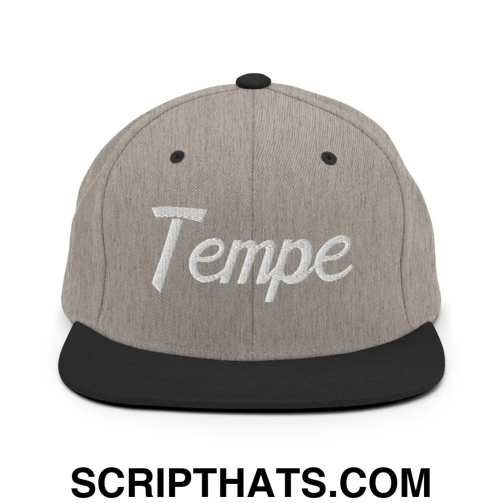 Tempe Script Snapback Hat Heather Black