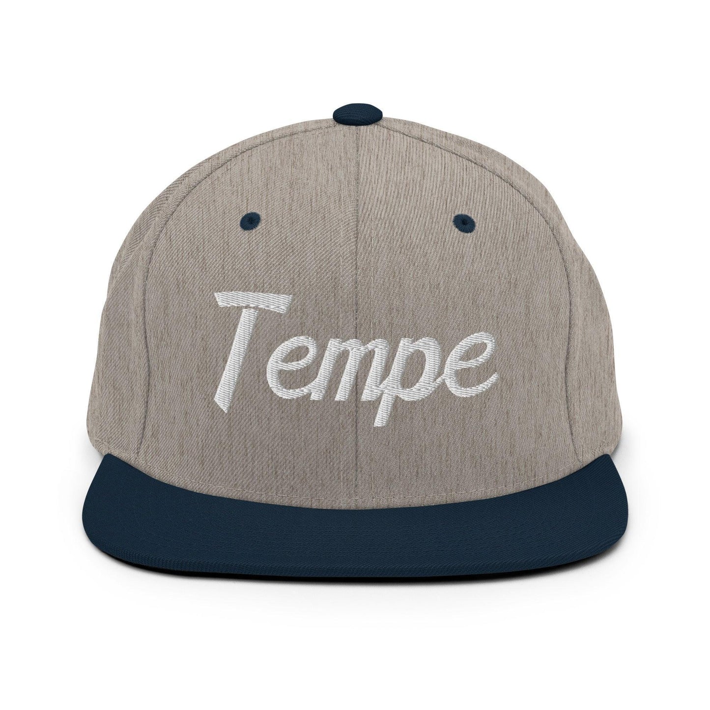 Tempe Script Snapback Hat Heather Grey Navy