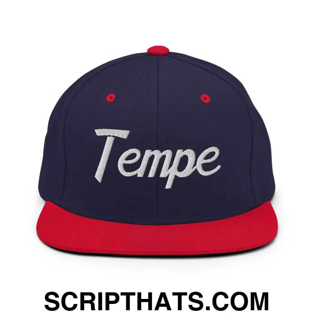 Tempe Script Snapback Hat Navy Red