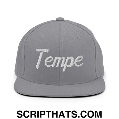 Tempe Script Snapback Hat Silver