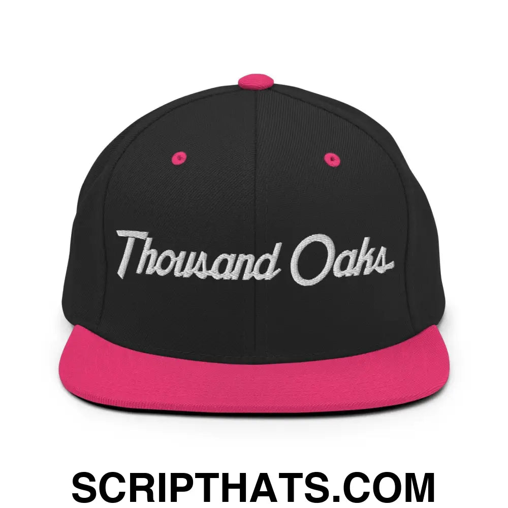 Thousand Oaks Script Snapback Hat Black Neon Pink