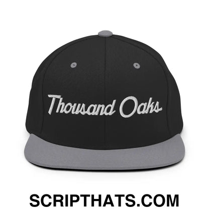 Thousand Oaks Script Snapback Hat Black Silver