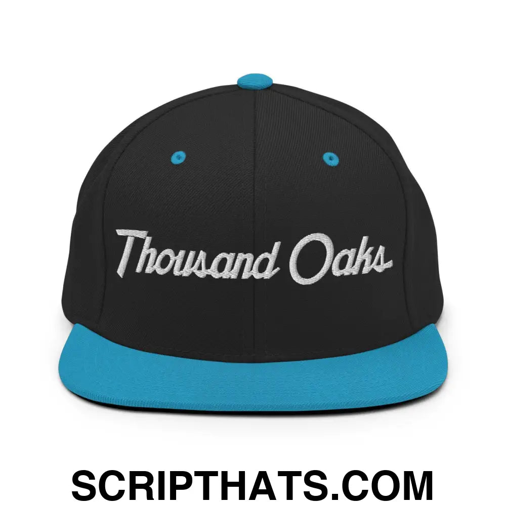 Thousand Oaks Script Snapback Hat Black Teal